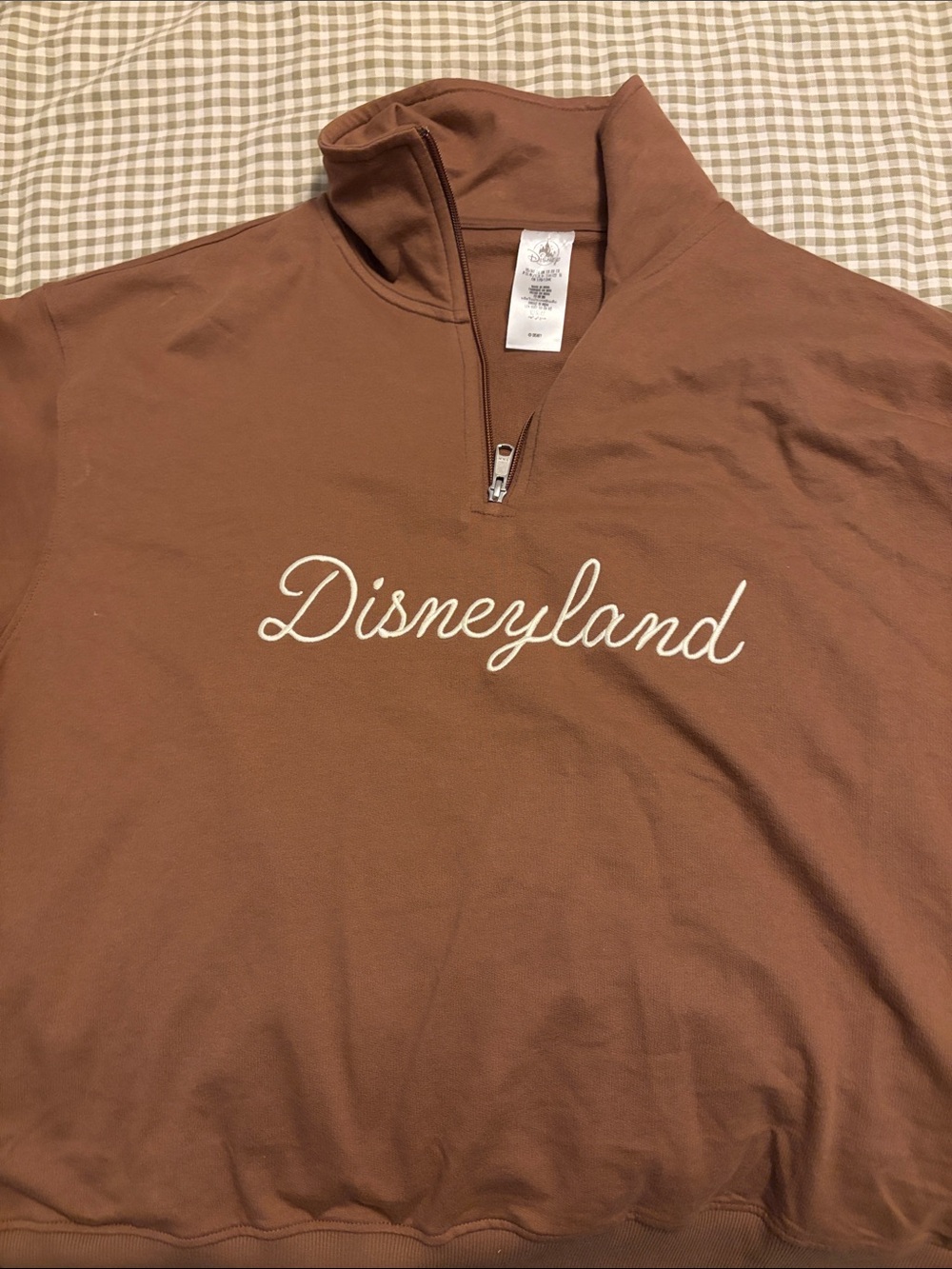 Disney Brown Disneyland Quarter-Zip Pullover with White Script